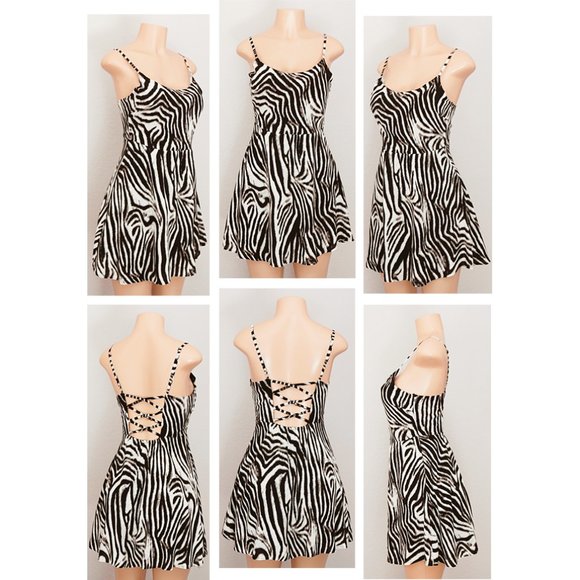 Zebra Crisscross Backless Fit Flare Skater Dress - Picture 7 of 8